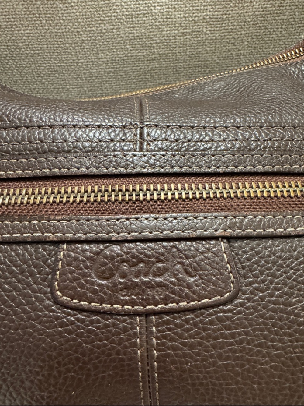 COACH Chocolate Brown Pebbled Leather Hobo Shoulder Bag Y2K Boho Slouch Purse - Picture 3 of 11